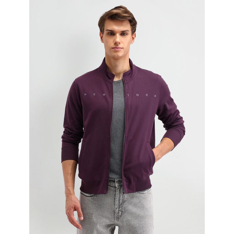 Arrow Sports Graphic Purple Full Sleeves High Neck Sweatshirt (L)