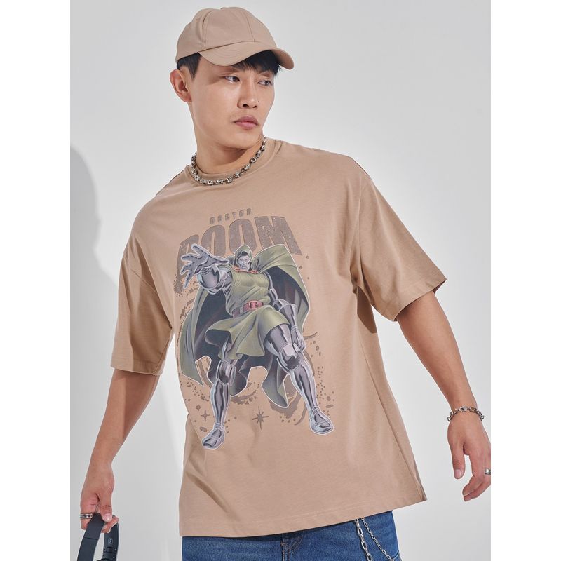HIGHLANDER Marvel Doctor Doom Nude Round Neck Oversized Graphic T-Shirt (S)