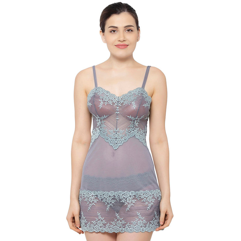 Wacoal Embrace Lace Short Lacy Baby Doll Chemise - Grey (M)