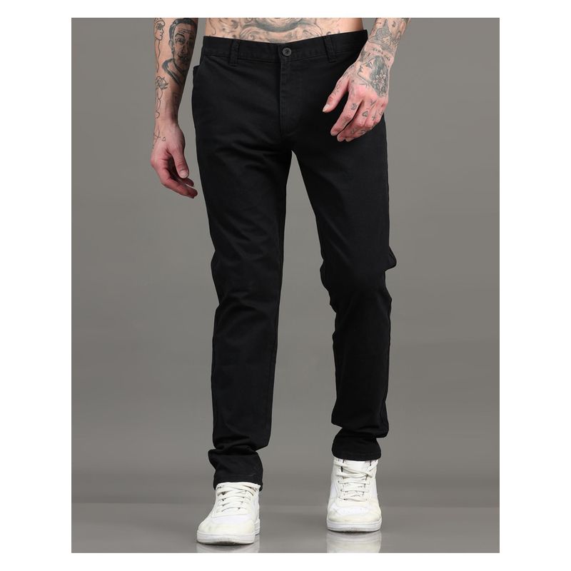 SILISOUL Black Men Cotton Regular Fit Trouser (28)