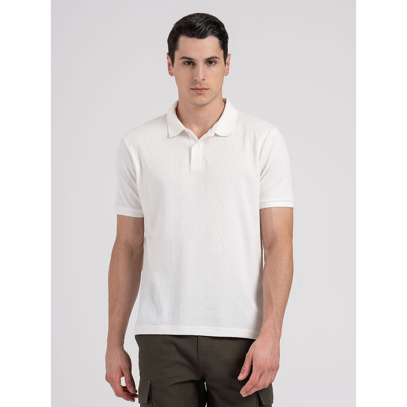 Red Tape Men White Solid Polo T-Shirt (M)