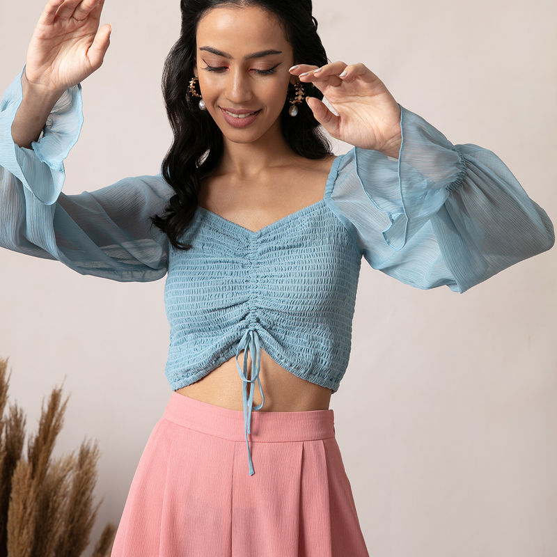 Twenty Dresses By Nykaa Fashion Your Heart Crop Top - Blue (S)