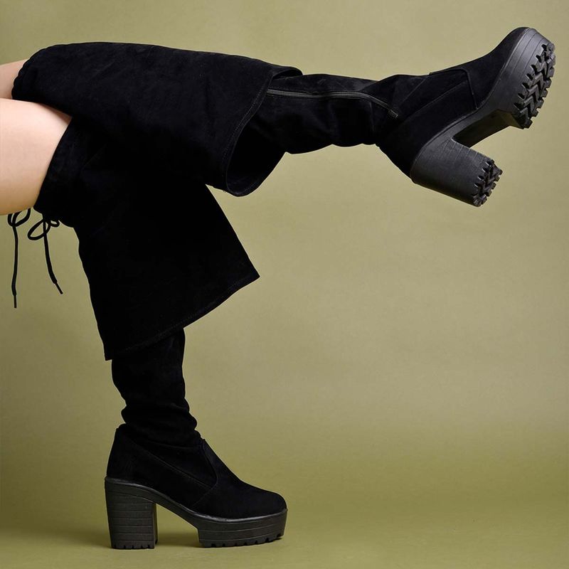 Shoetopia Women Smart Casual High Top Black Boots (EURO 36)