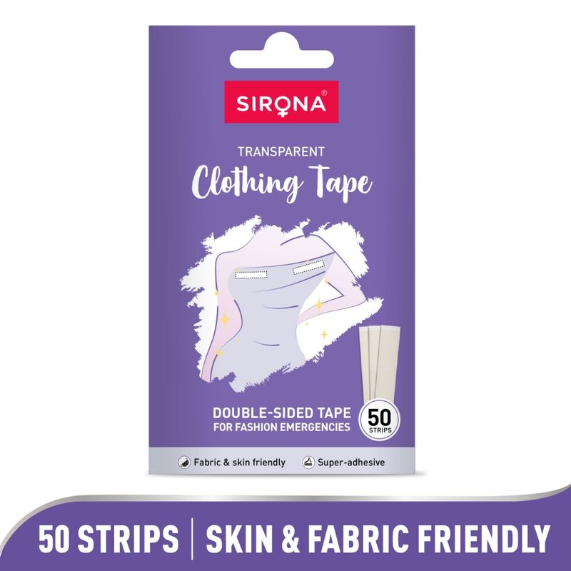 Sirona Ultra Thin Double Stick Transparent Fashion Tape Strips - 50 Strips