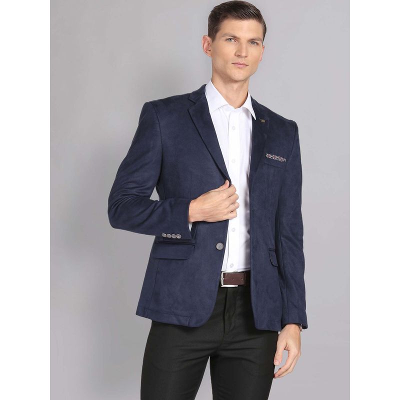AD By Arvind Navy Blue Solid Blazer (44)