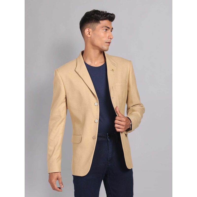 AD By Arvind Beige Self Design Blazer (40)
