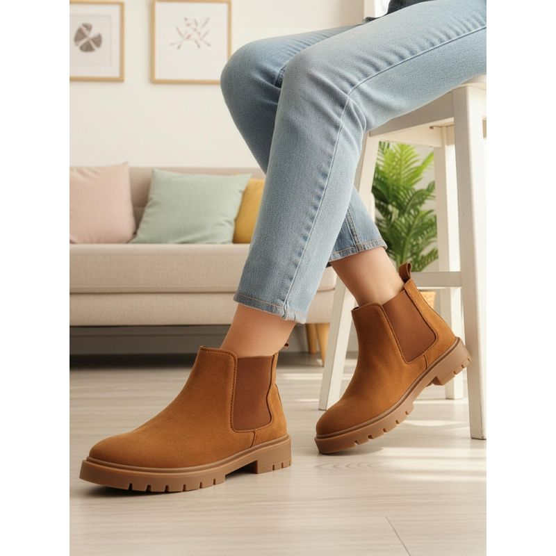 Carlton London Womens Suede Chelsea Boots with Elastic Side Panel (EURO 40)