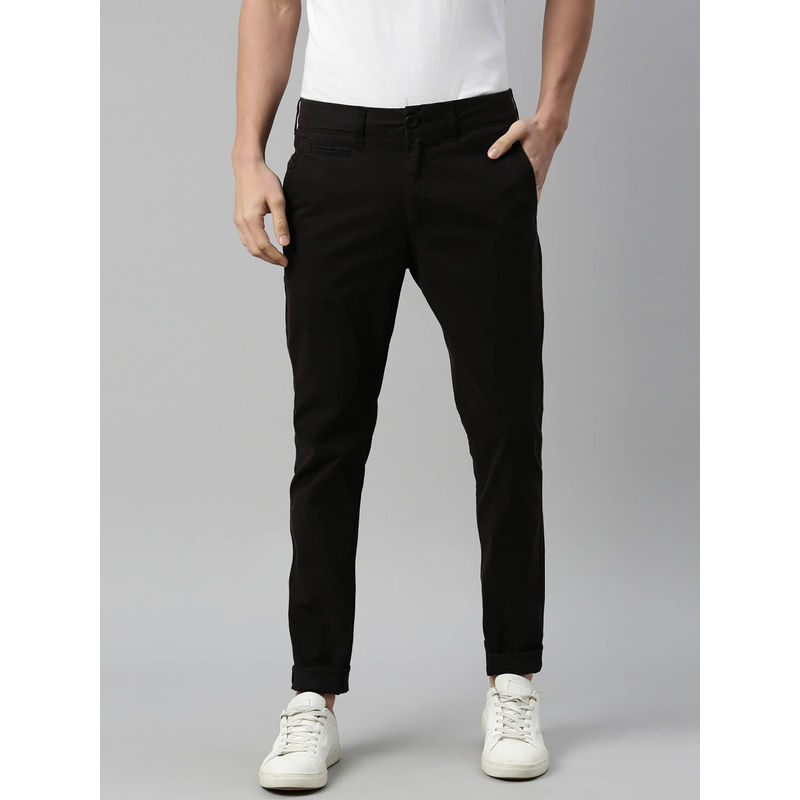BREAKBOUNCE Black Skinny Fit Solid Trouser (30)