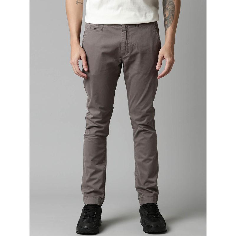 BREAKBOUNCE Grey Skinny Fit Solid Trouser (28)