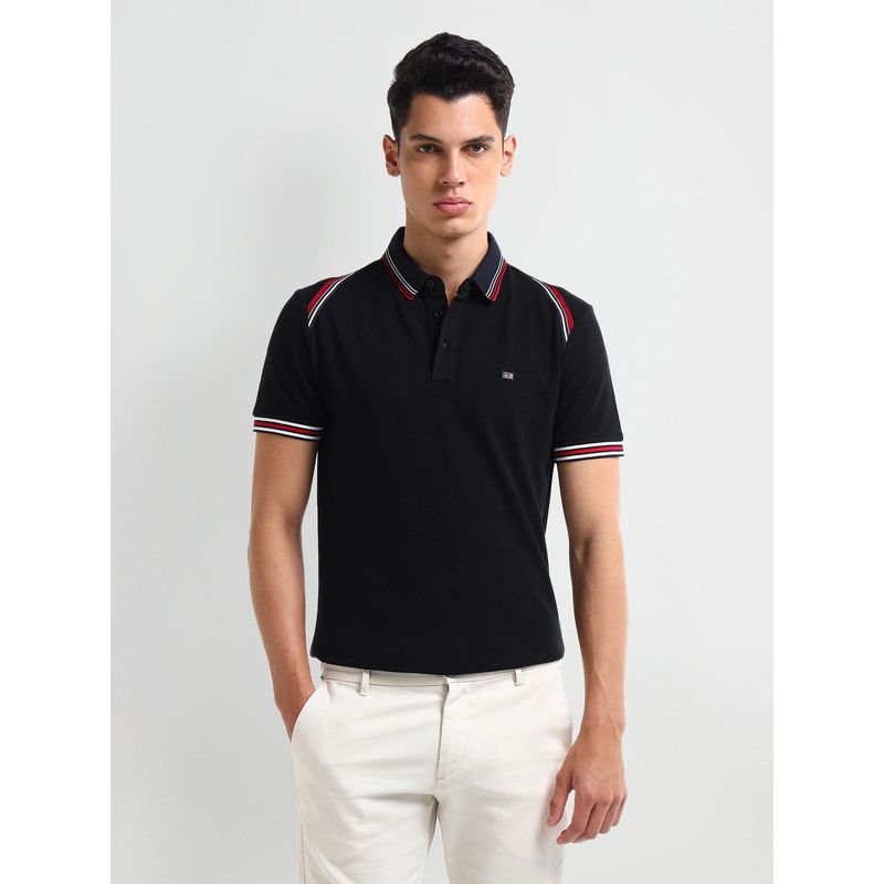 Arrow Men's Black Solid Polo T-Shirt (S)