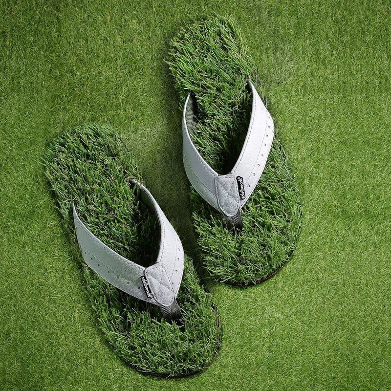 SOLETHREADS Grass-fed Green Self Design Men Flip Flop (UK 9)