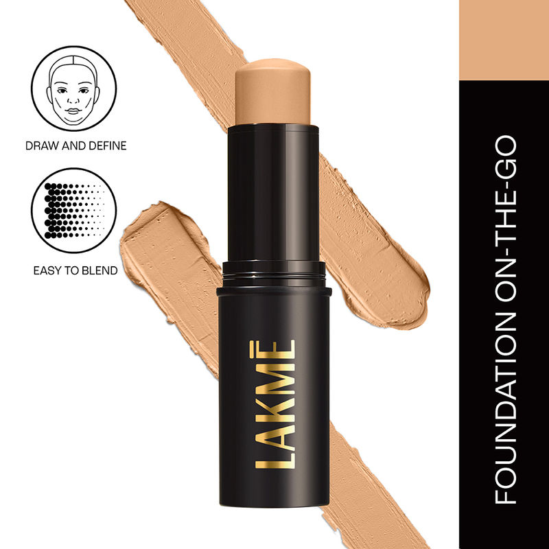 Lakme Facelift Foundation Stick + Concealer, Matte Finish, Easy To Blend - N260 Neutral Honey
