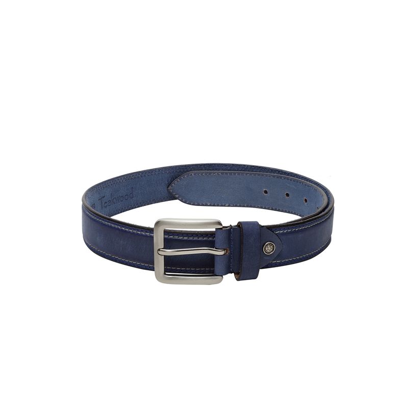 Teakwood Leathers Men Blue Solid Genuine Leather Belt - 34