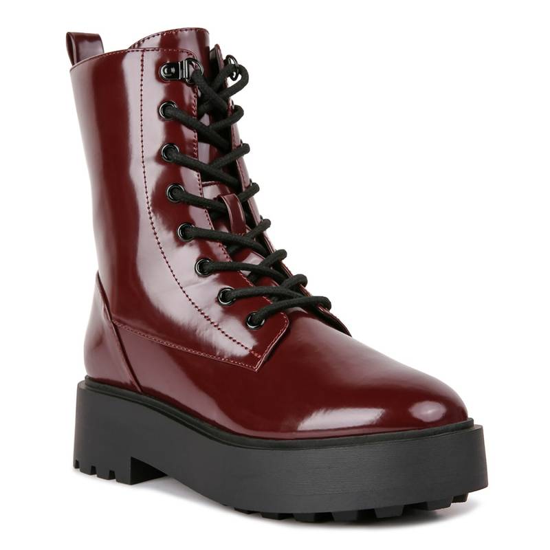 London Rag Burgundy Ankle Biker Boots (EURO 36)