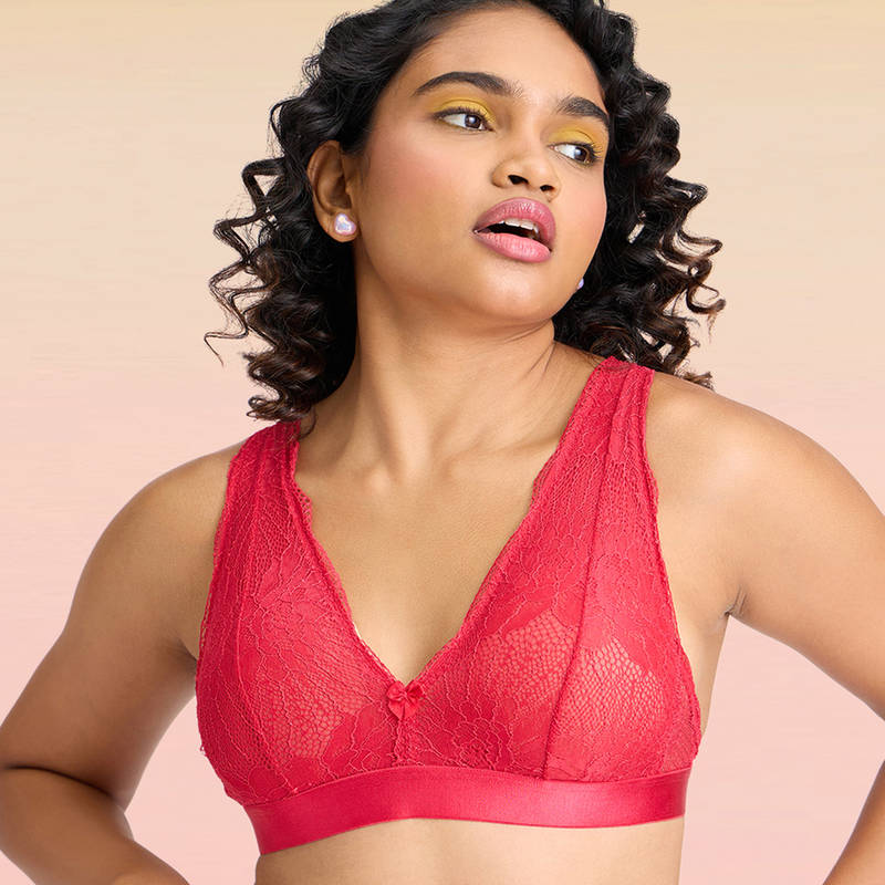 Lola and Mae "The Parisian Cut" Non Padded Bralette - Red LMB1035 (S)