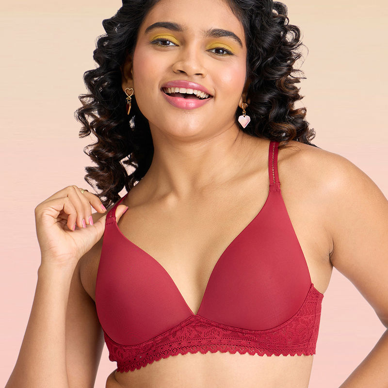Lola and Mae C.O.A.T Padded Non Wired Triangle Bra - Maroon LMB1036 (34C)