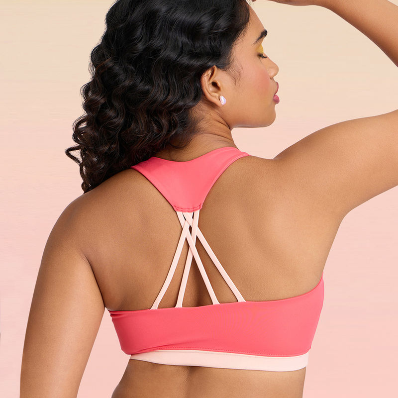 Lola and Mae Varsity Edit Sports Bra - Coral LMB1041 (L)