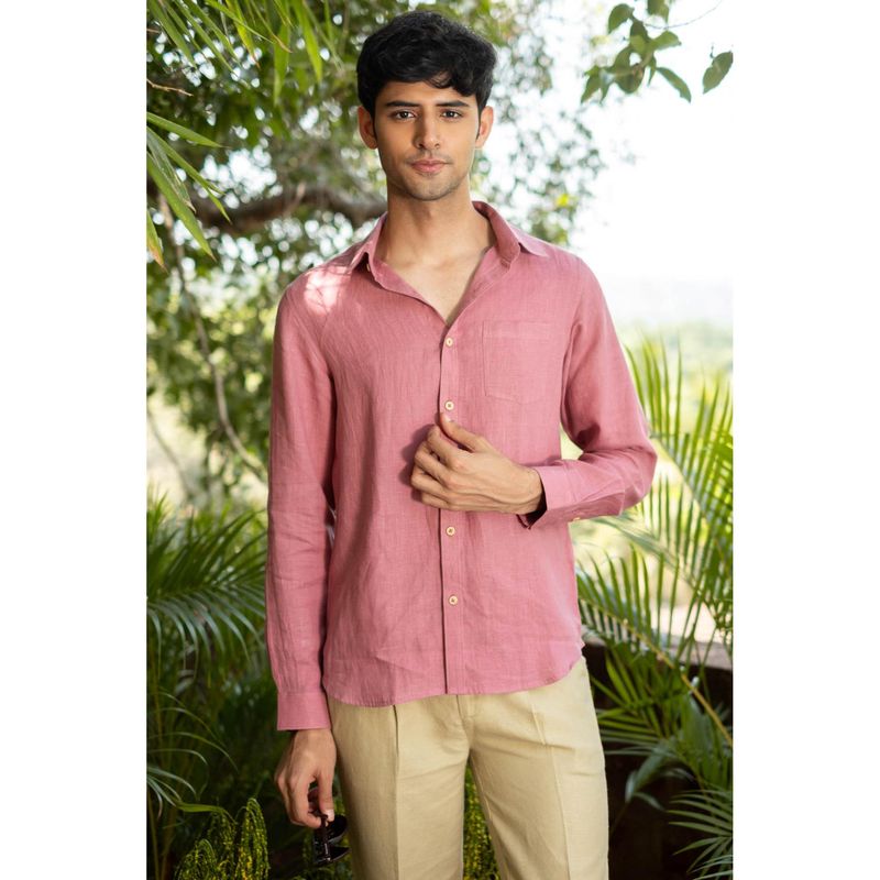 Creatures of Habit Linen Shirt- Vintage Pink (S)