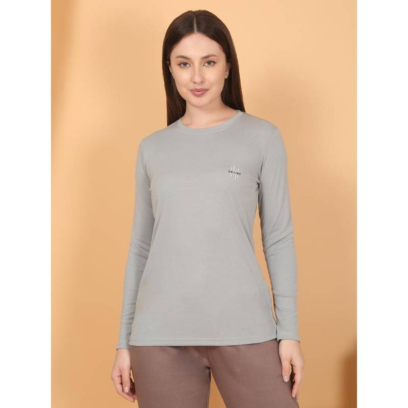 Sweet Dreams Women Silver Solid T-Shirt (XL)