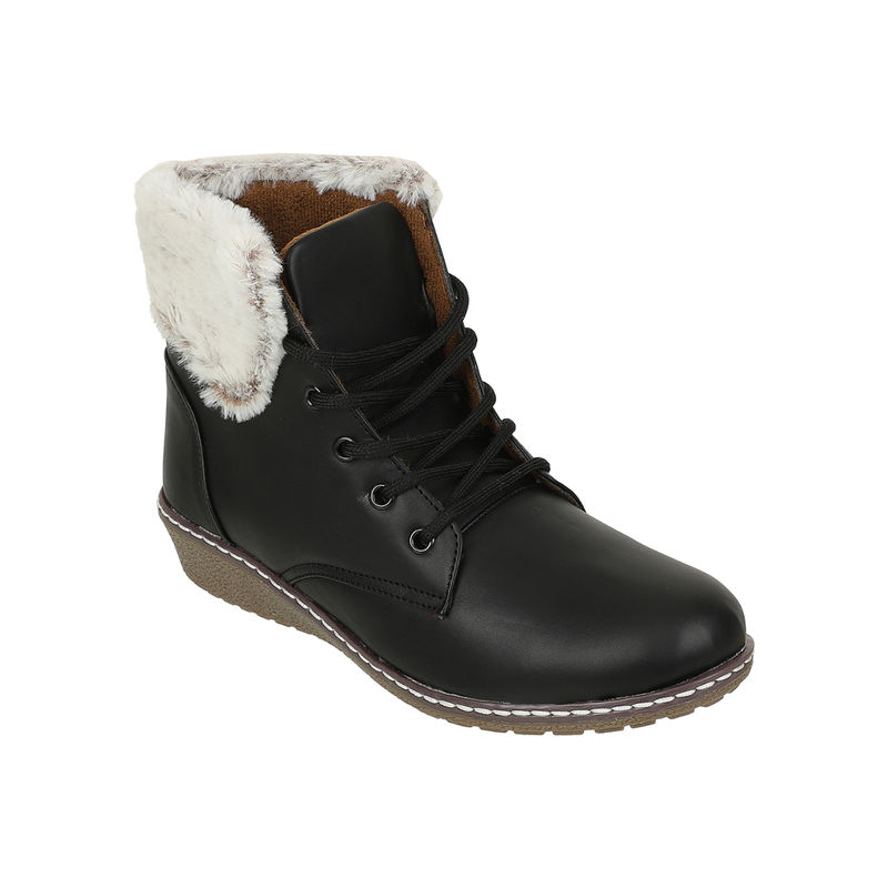 SHUZ TOUCH Women Black Comfort Heeled Casual Boots (EURO 36)