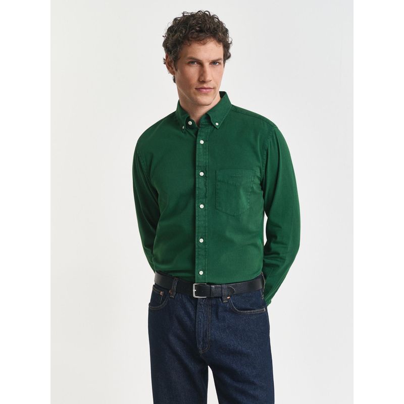 GANT Men Green Solid Shirt (M)