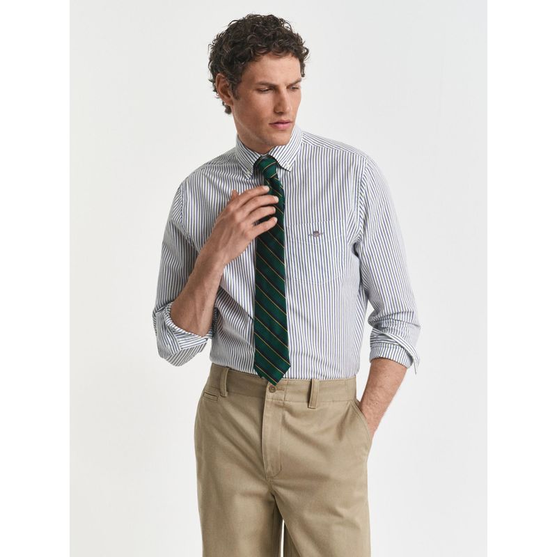 GANT Men Green Striped Button-Down Shirt (S)