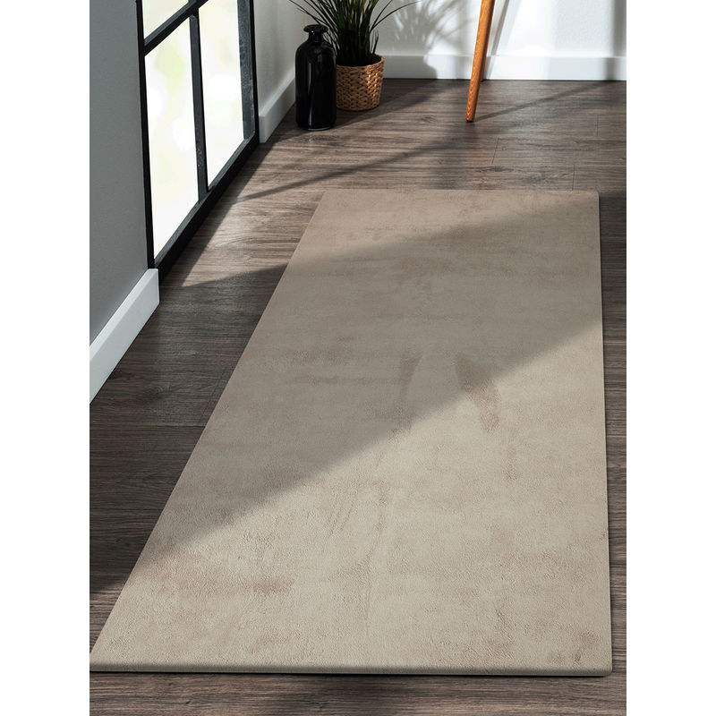 OBSESSIONS Taupe Solid/Plain Bedside Runner (2x5 Feet)