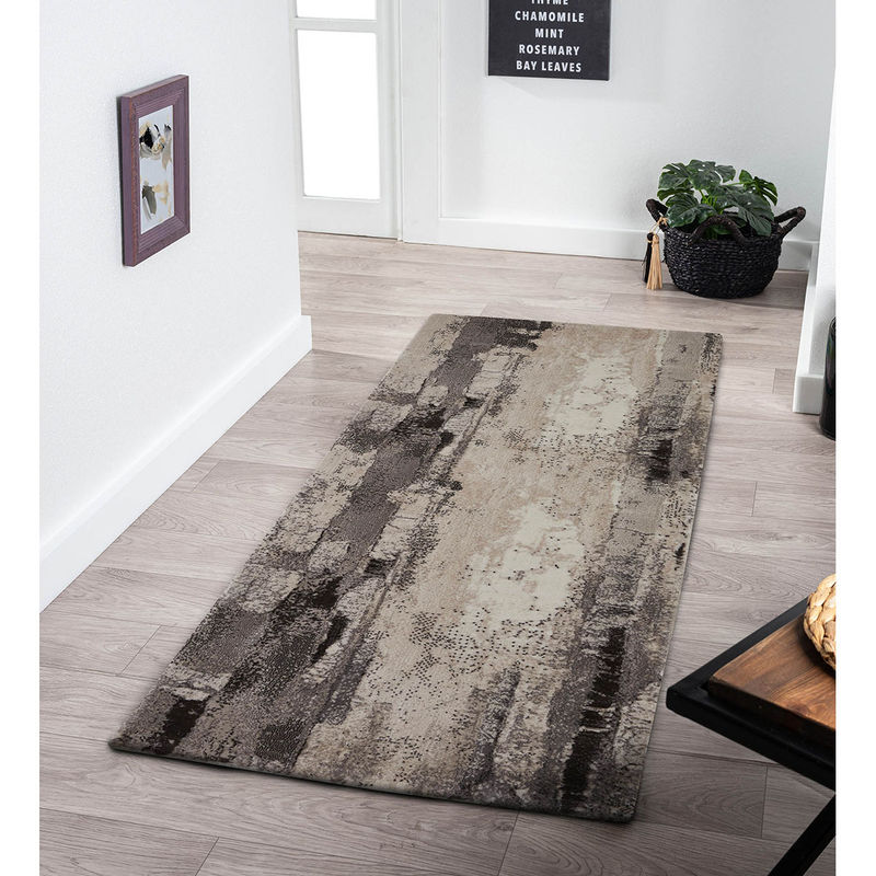 OBSESSIONS Grey Abstract Bedside Runner (2x5 Feet)