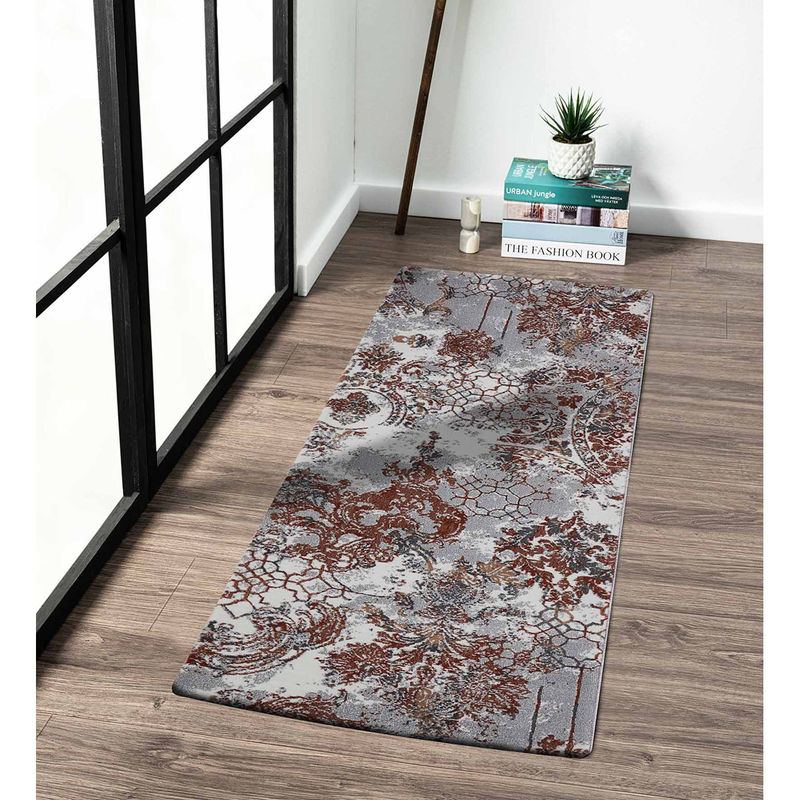OBSESSIONS Grey Ethnic Bedside Runner (2x5 Feet)