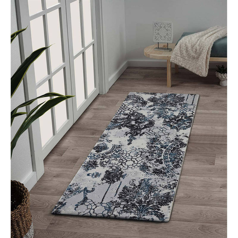 OBSESSIONS Blue Ethnic Bedside Runner (2x5 Feet)