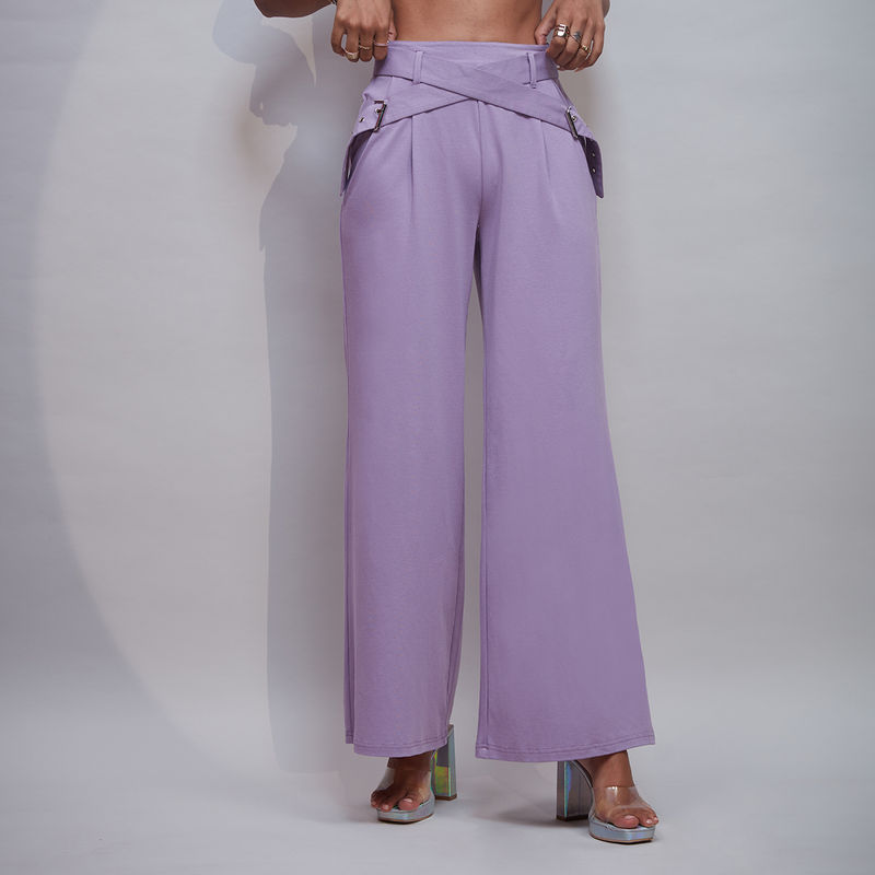 MIXT by Nykaa Fashion Purple Wide Leg High Waist Pants (26)