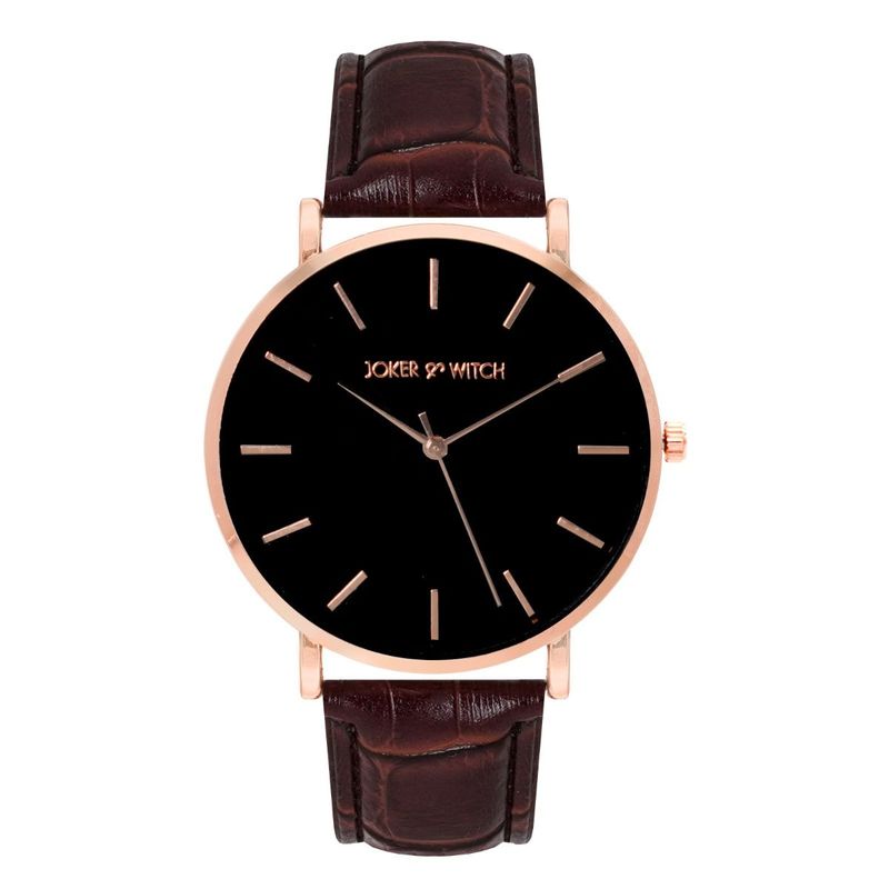 Joker & Witch Paul Black Dial Brown Croc Strap Watch For Men