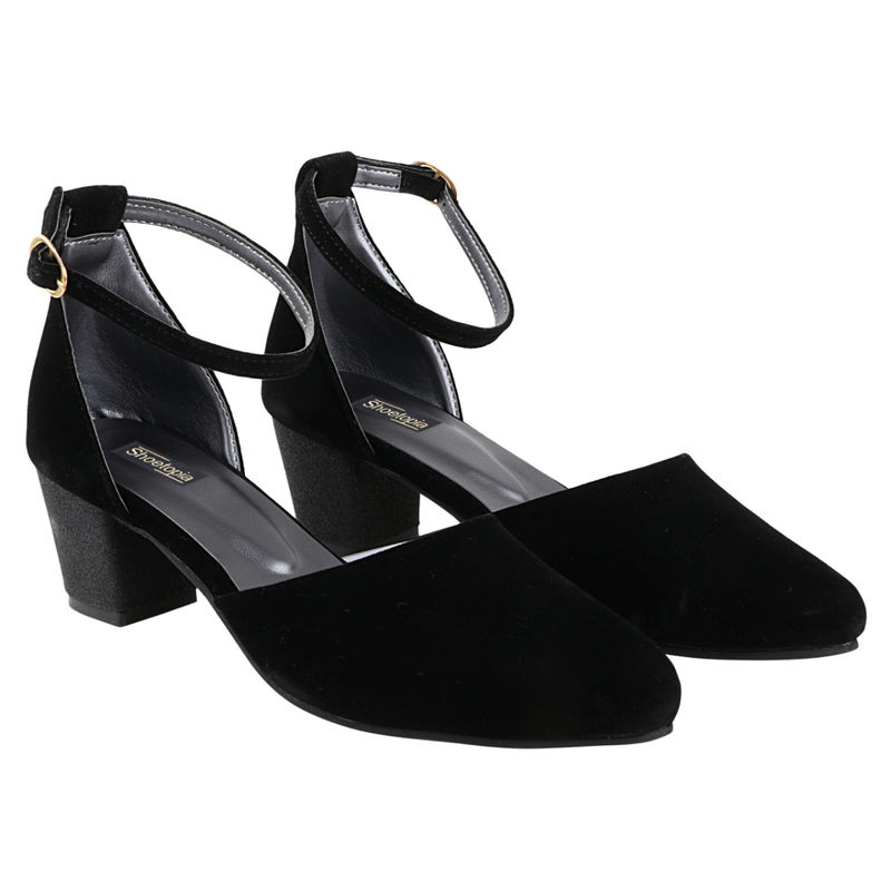 Shoetopia Women Black Solid Heels (EURO 39)