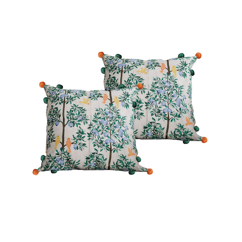 Green - Quilted Applique Cushion Cover (16 x 16 in) 10