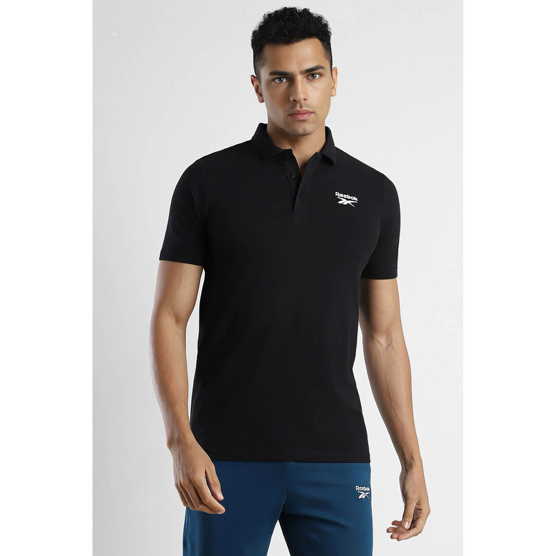 Reebok Men Black Polo Shirt (L)
