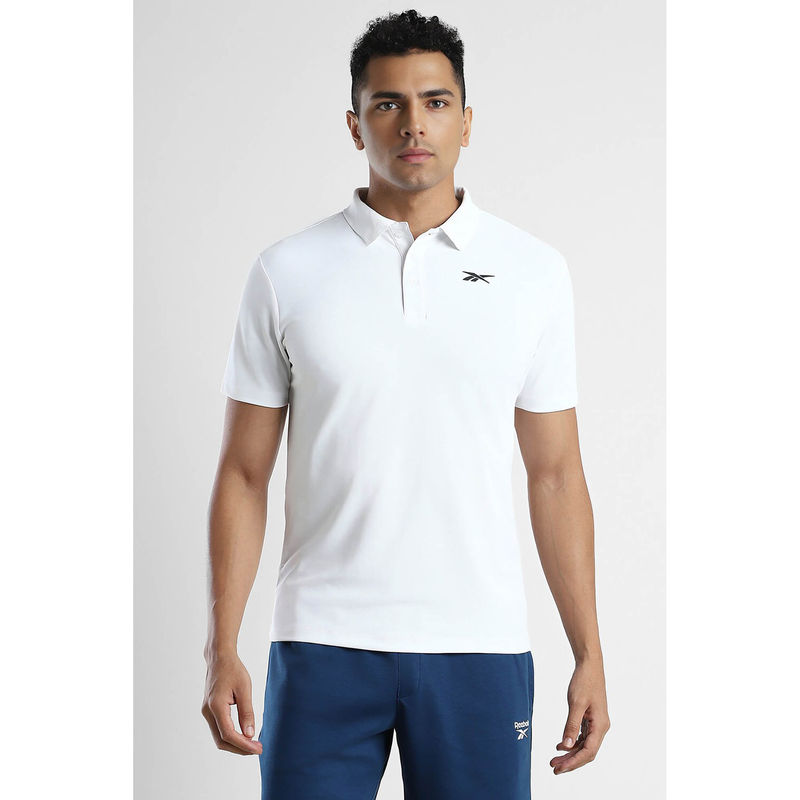 Reebok Men White Active Polo Shirt (L)