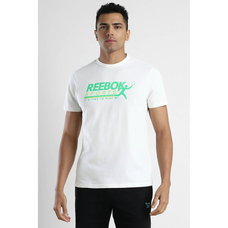 Reebok Unisex White Court Sport Graphic T-Shirt (XS)