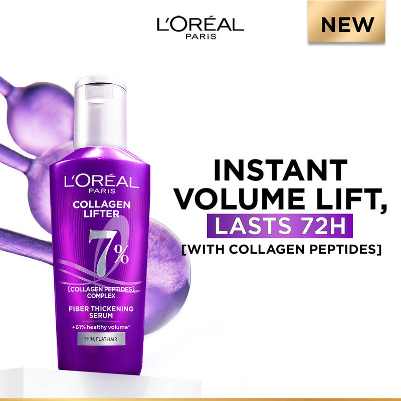 L'Oreal Paris Collagen Lifter Hair Thickening Serum with 7% Collagen Peptides for lightweight volume