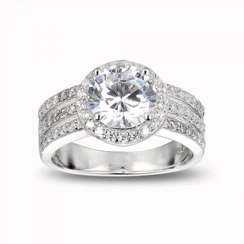 Ornate Jewels American Diamond Solitaire Band Ring In Silver - 11