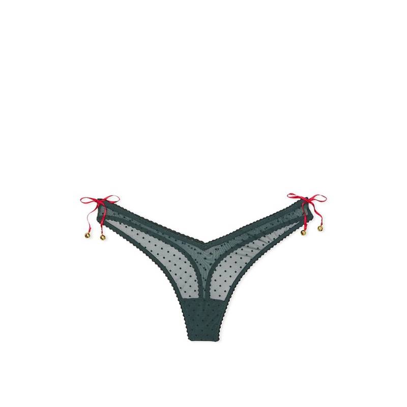 Victoria's Secret Very Sexy Jingle Bells Mesh Thong Panty - Green (XL)