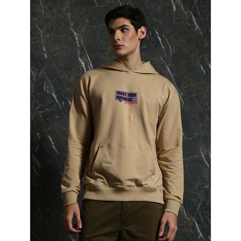 BREAKBOUNCE Beige Trust Your Madness Relaxed Fit Hoodie (XS)