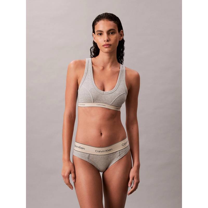 Calvin Klein Grey Solid Mid Rise Bikini-Brief (L)