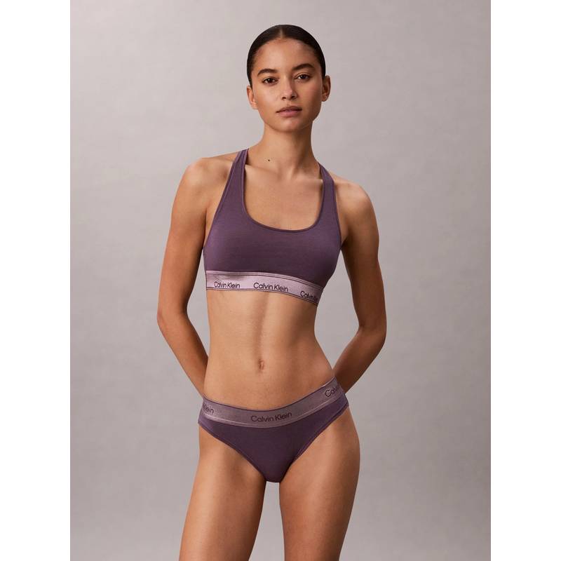 Calvin Klein Purple Solid Mid Rise Bikini-Brief (L)
