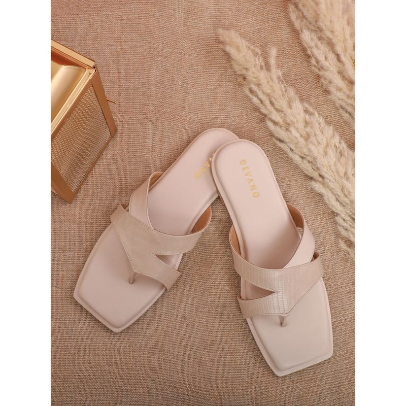 Devano Beige Broad Strap Flats (EURO 38)