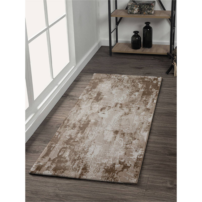 OBSESSIONS Seher Abstract Bedside Runner Beige (5x3 feet)