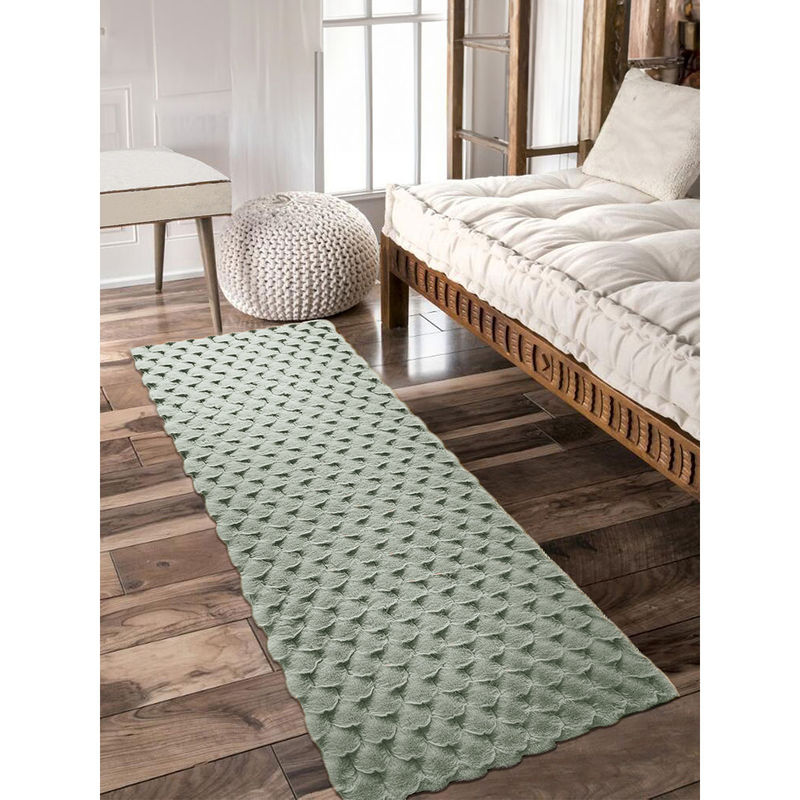 OBSESSIONS Muffin Solid Bedside Runner Olive (5 x 2 Feet)