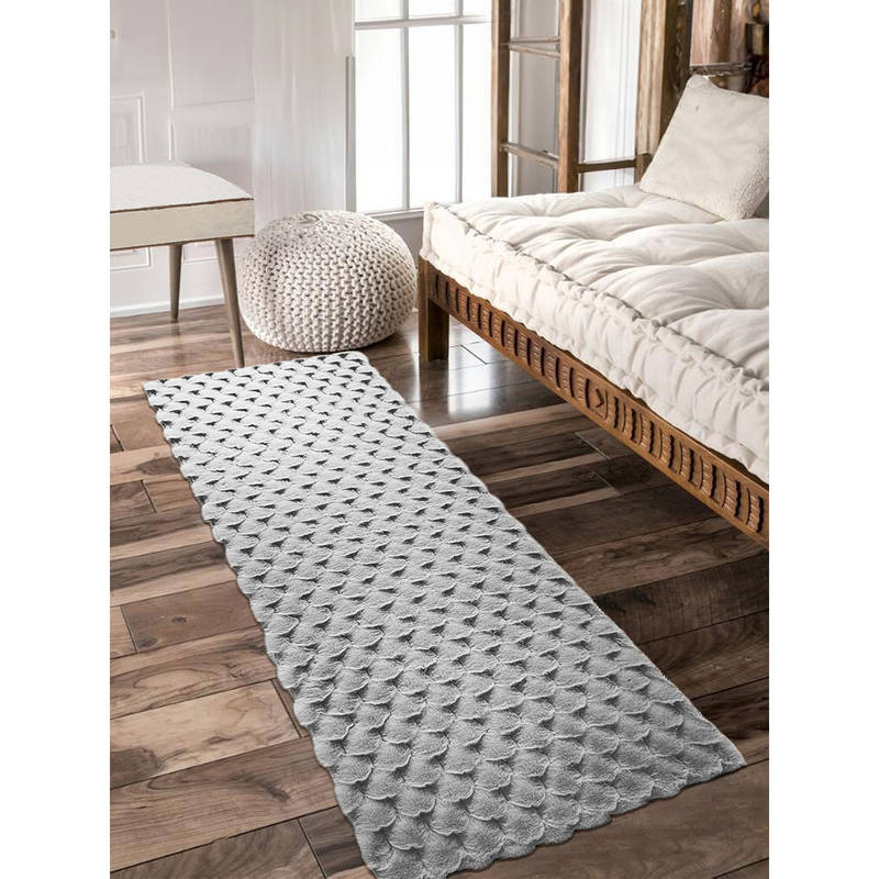 OBSESSIONS Muffin Solid Bedside Runner Silver (5 x 2 Feet)