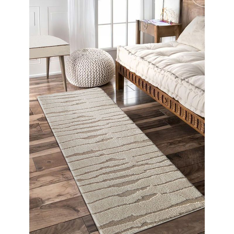 OBSESSIONS Lynx Solid Bedside Runner Beige (5 x 2 Feet)