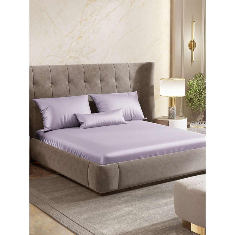 Haus & Kinder Serene Lilac Double Flat Bedsheet with Pillow Cover