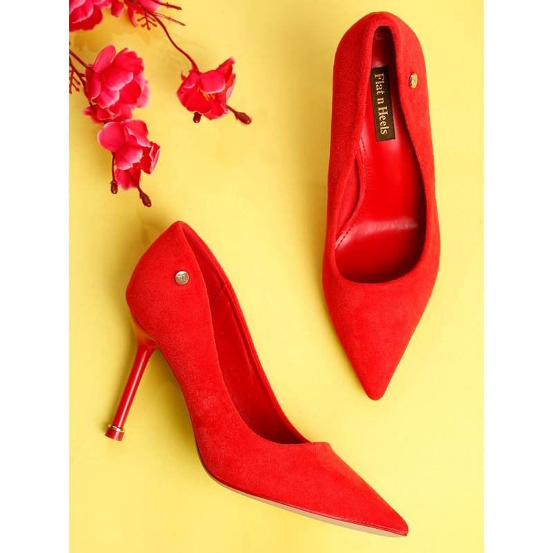 Flat n Heels Women Red Pump Heels (EURO 37)